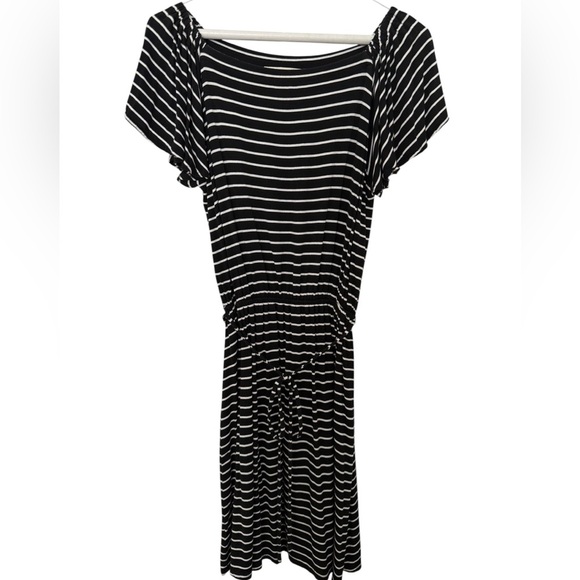 LOFT Black & White Stripes Dress Women SP Small Petite - Picture 1 of 6